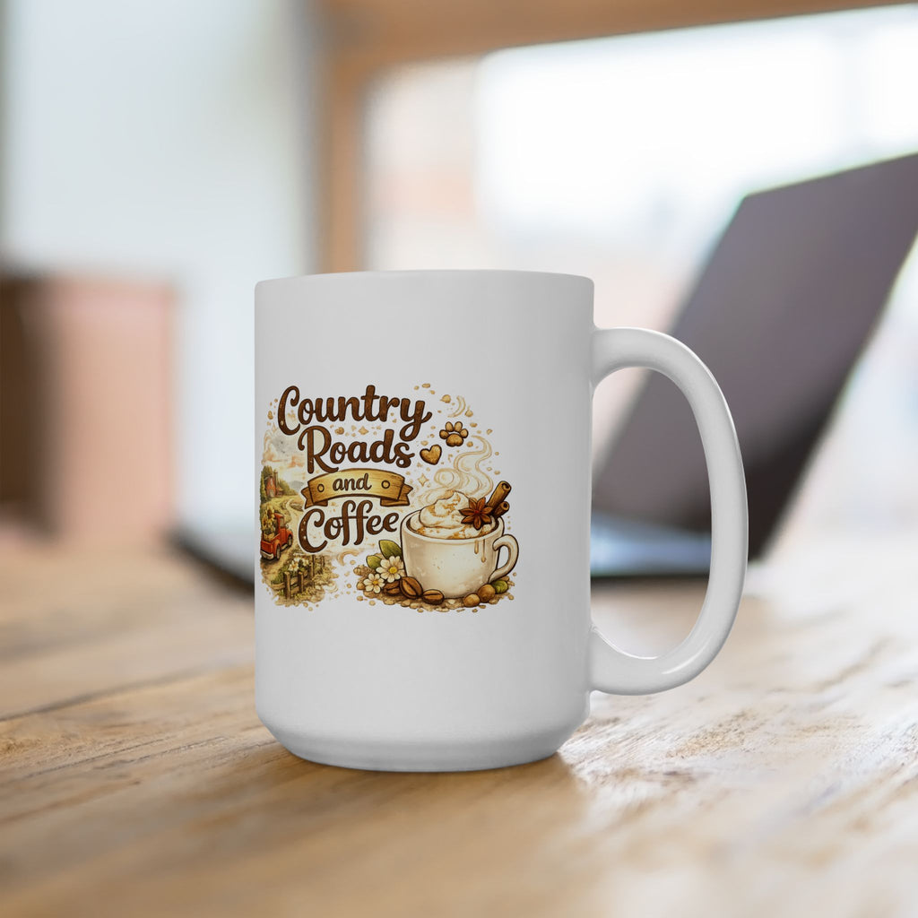 Country Roads Coffee Mug - Rustic Farmhouse Tea Cup (11oz & 15oz)