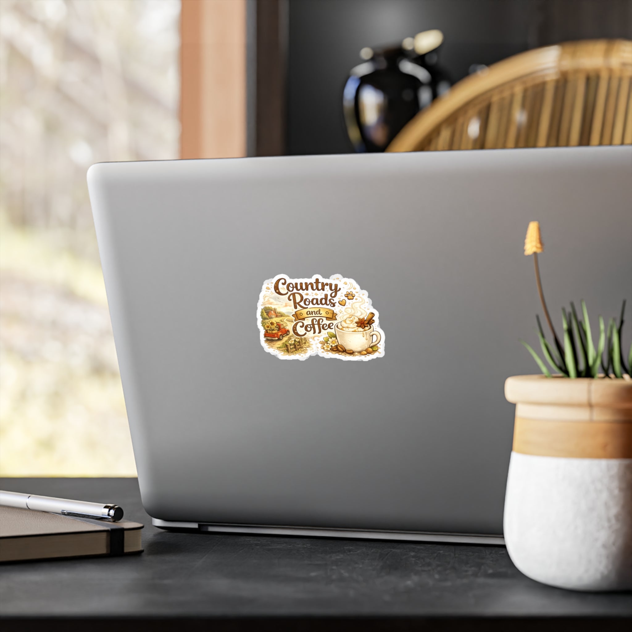 Country Roads and Coffee Vinyl Sticker