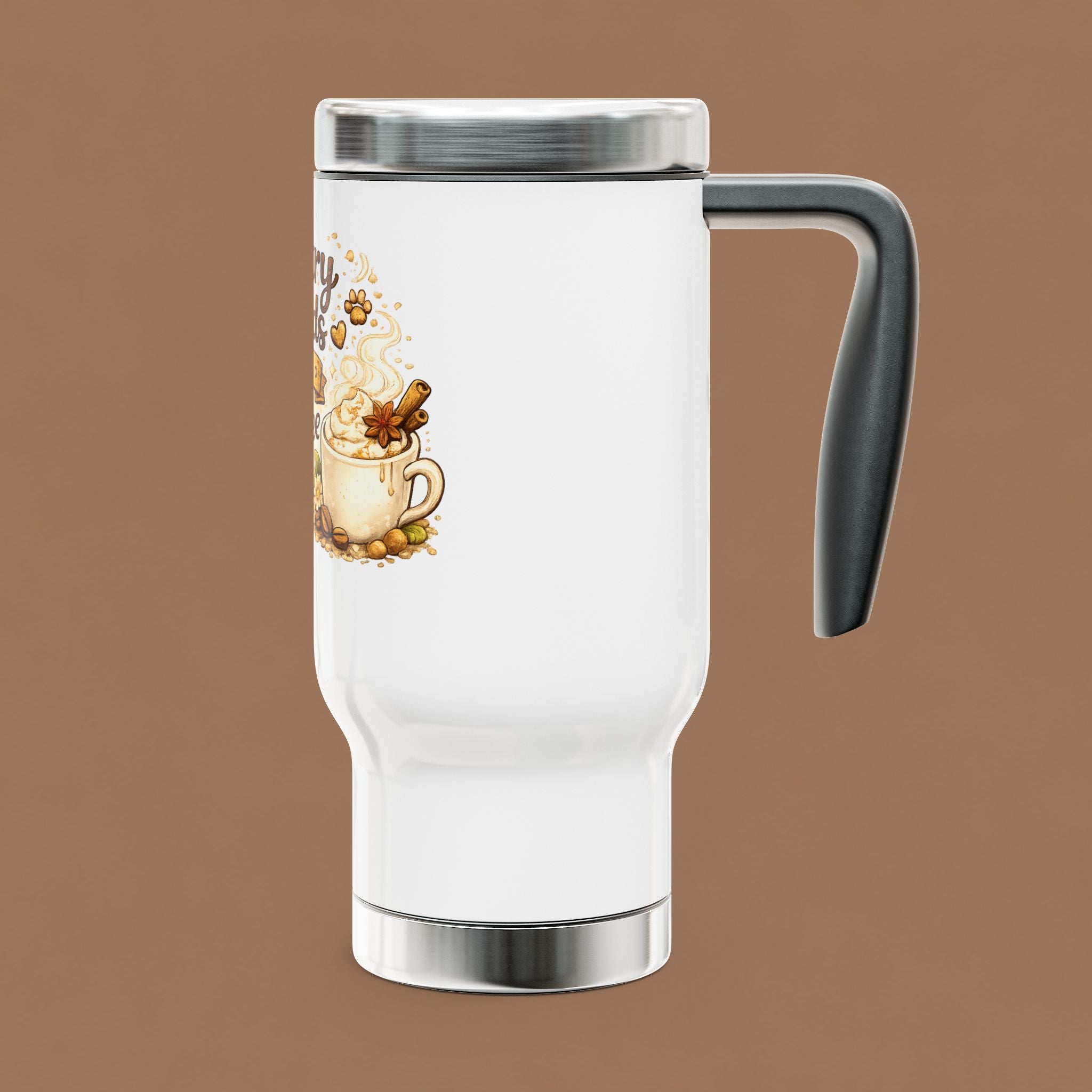 Coffee Travel Mug – "Country Roads and Coffee" 14oz Stainless Steel Tumbler with Handle