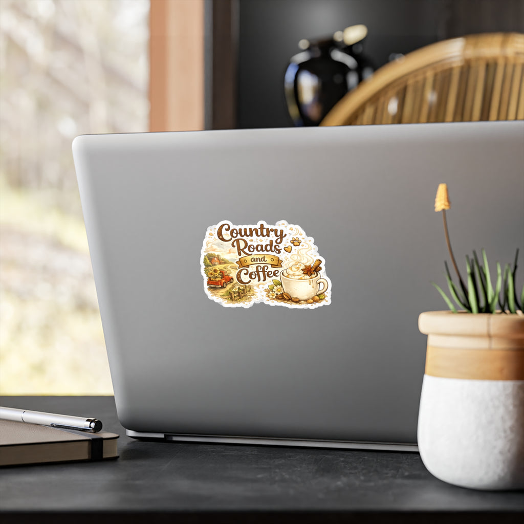 Country Roads and Coffee Vinyl Sticker