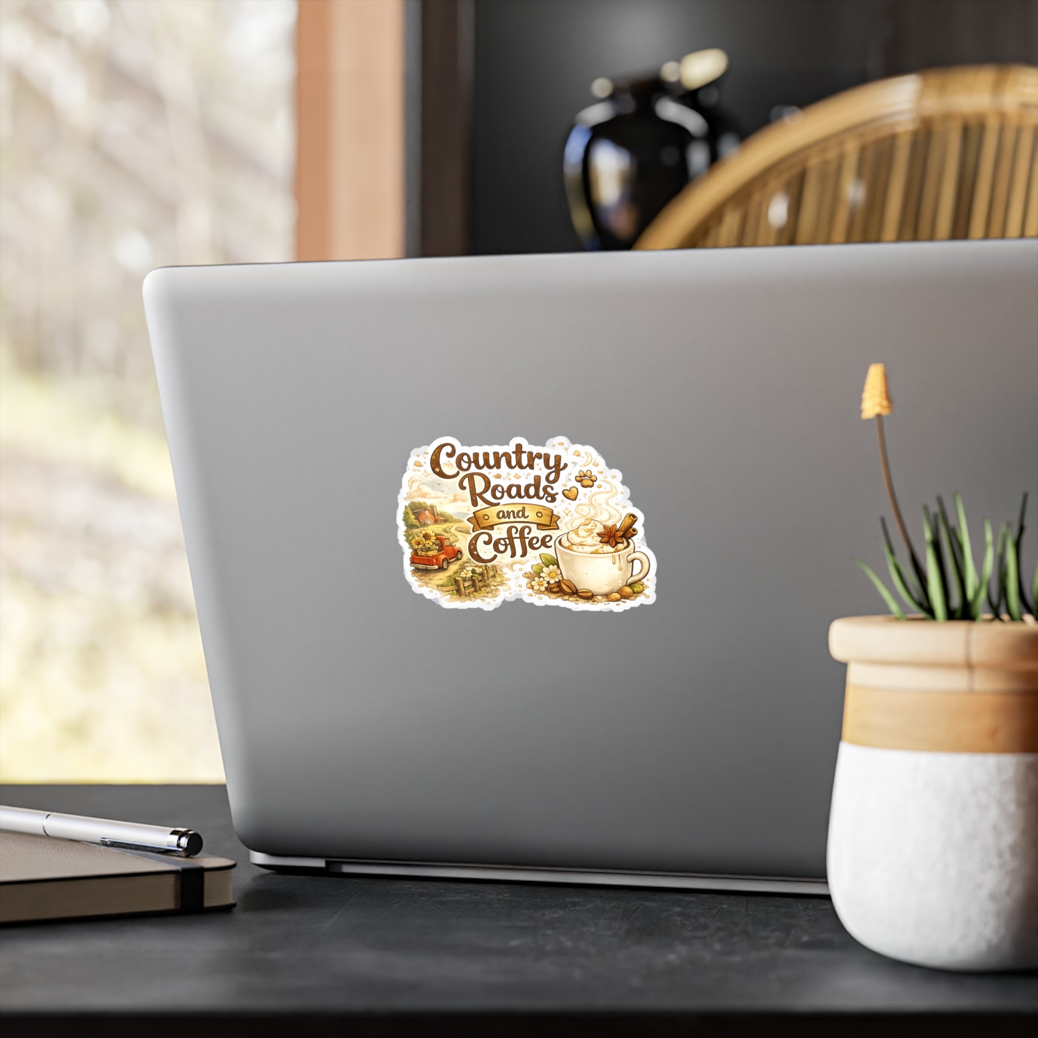 Country Roads and Coffee Vinyl Sticker