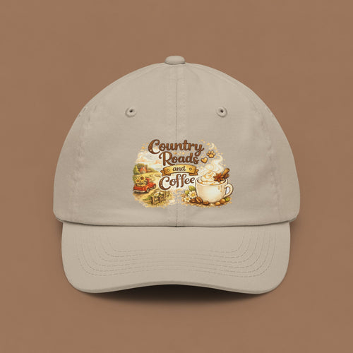 Coffee & Country Roads Dad Hat — Vintage Farmhouse Coffee Cap