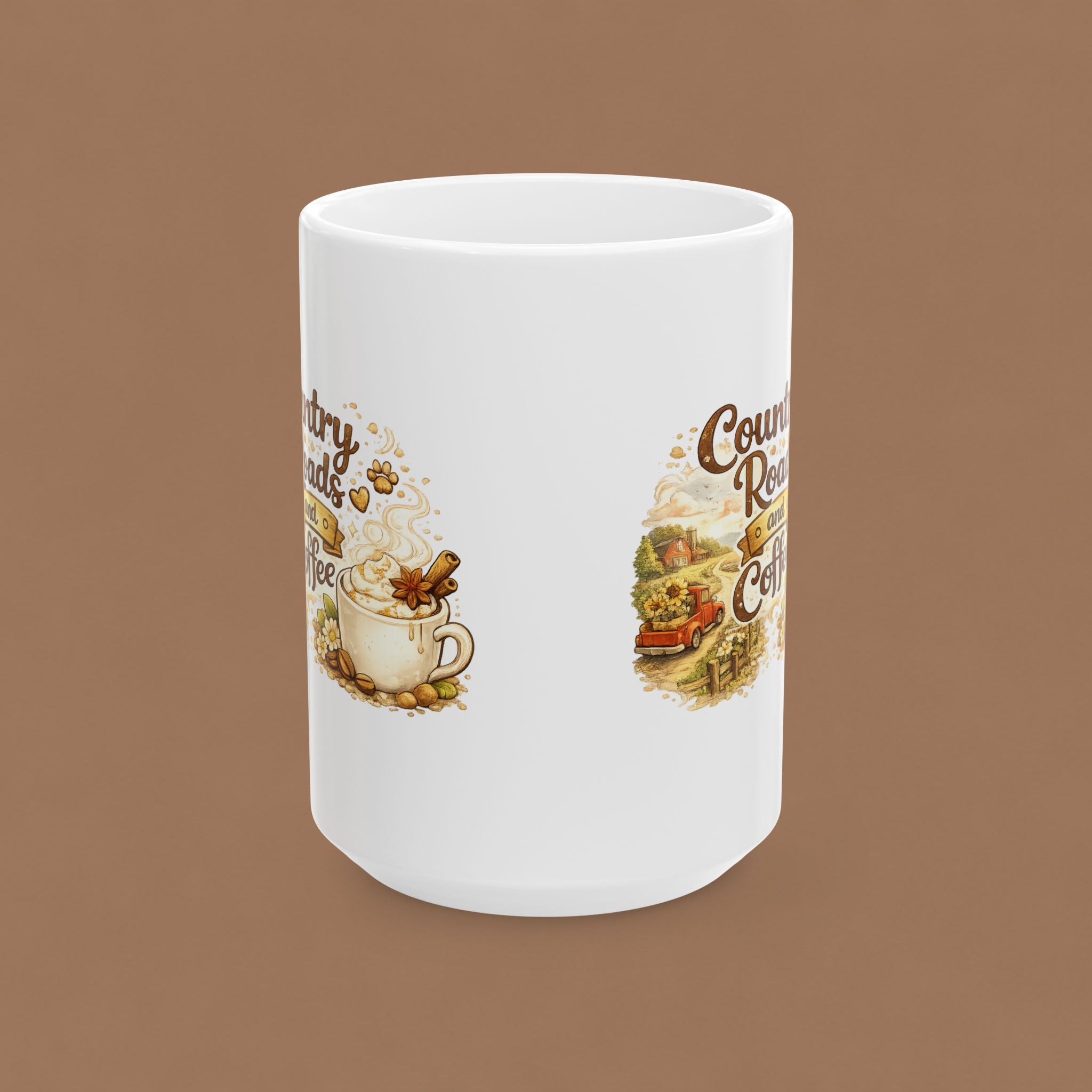 Country Roads Coffee Mug - Rustic Farmhouse Tea Cup (11oz & 15oz)
