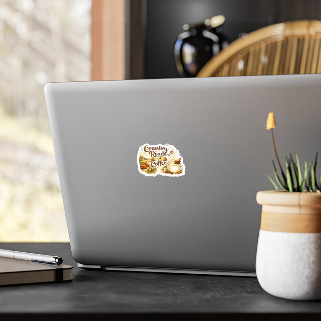 Country Roads and Coffee Vinyl Sticker