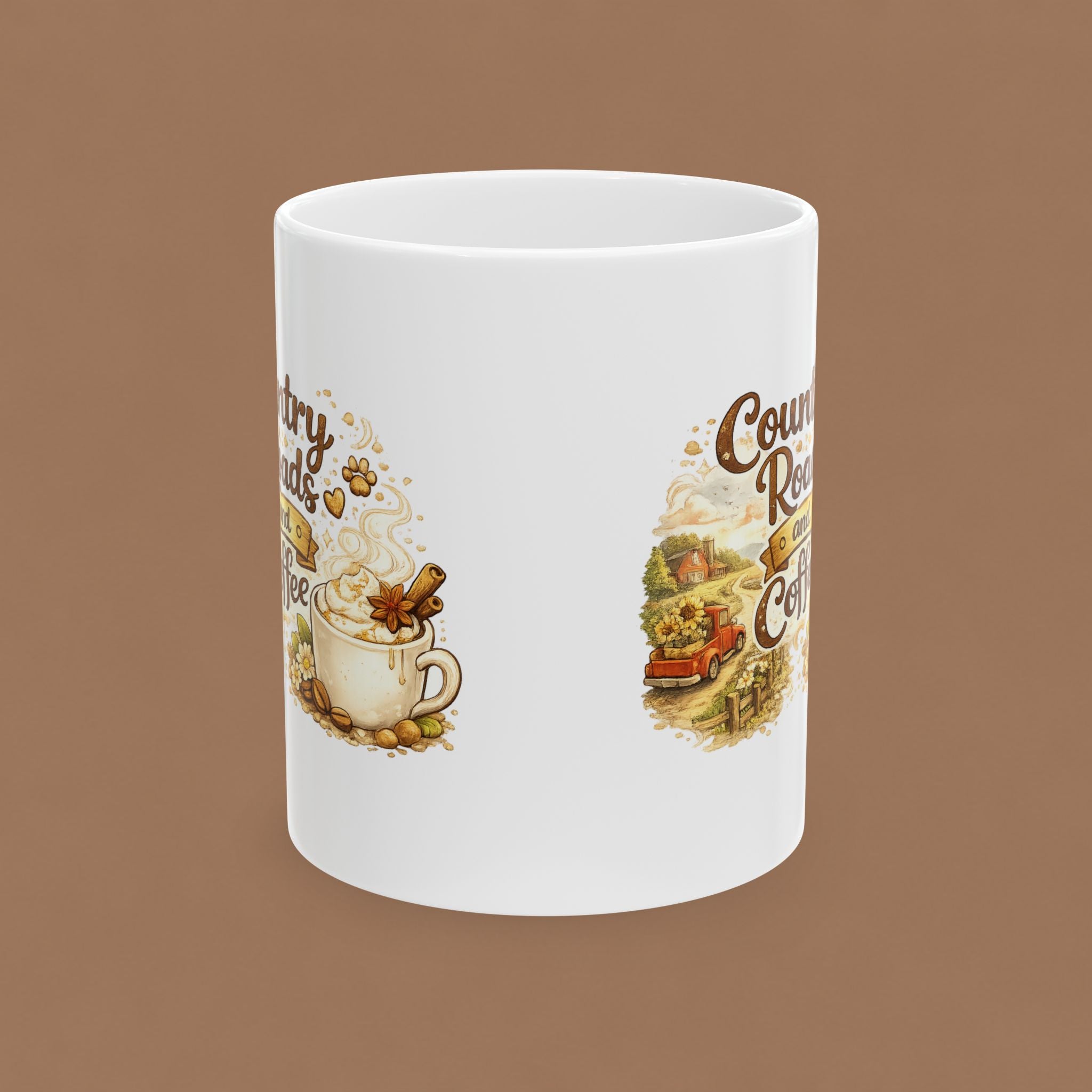 Country Roads Coffee Mug - Rustic Farmhouse Tea Cup (11oz & 15oz)
