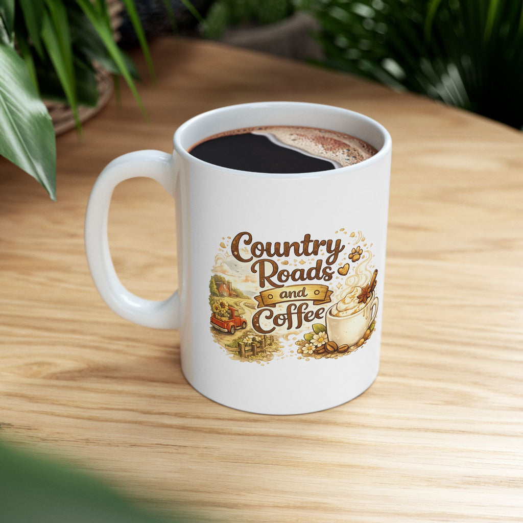 Country Roads Coffee Mug - Rustic Farmhouse Tea Cup (11oz & 15oz)