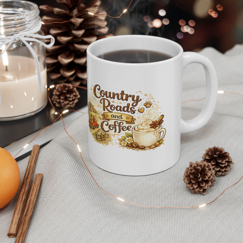 Country Roads Coffee Mug - Rustic Farmhouse Tea Cup (11oz & 15oz)